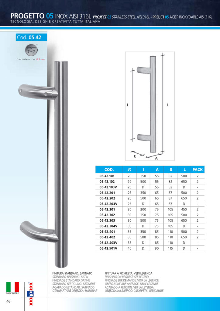 Maniglione Tubolare In Acciaio Inox